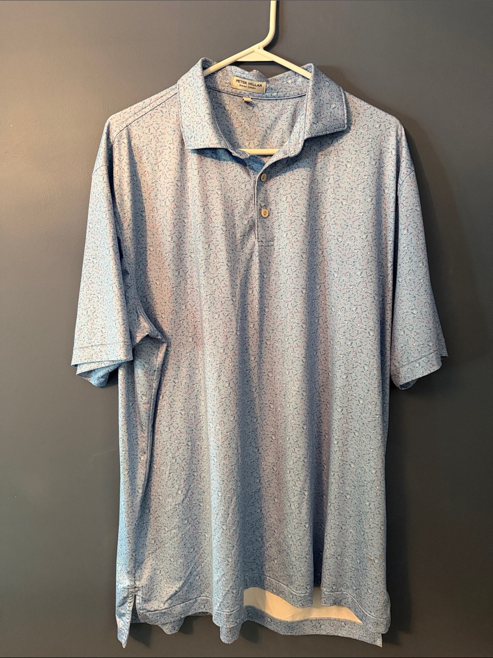 Peter Millar Light Blue Micro-Pattern Polo